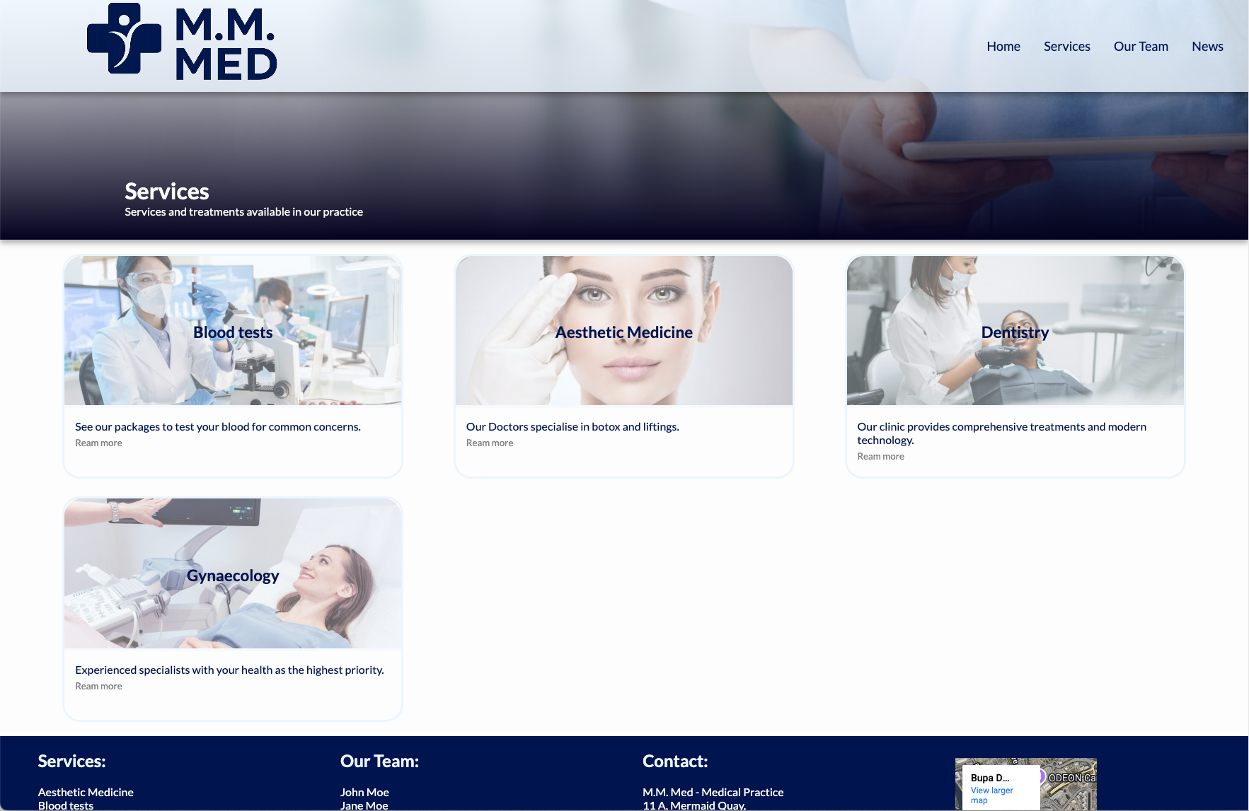 Screenshot of the M.M.Med website.